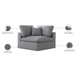 Meridian Furniture Serene Gray Durable Linen Fabric Deluxe Corner Chair