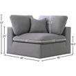 Meridian Furniture Serene Gray Durable Linen Fabric Deluxe Corner Chair