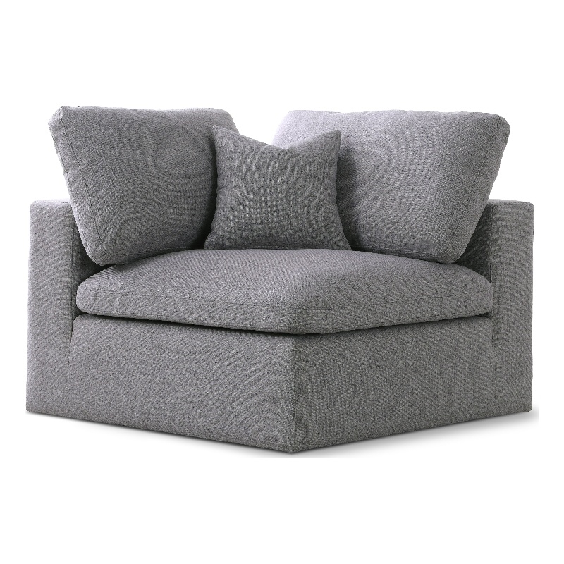 Meridian Furniture Serene Gray Durable Linen Fabric Deluxe Corner Chair