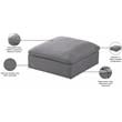 Meridian Furniture Serene Gray Durable Linen Fabric Deluxe Ottoman
