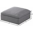 Meridian Furniture Serene Gray Durable Linen Fabric Deluxe Ottoman