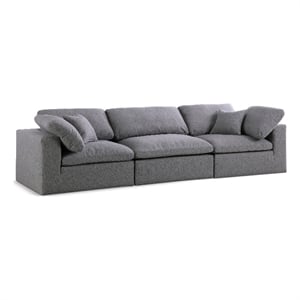 Meridian Furniture Serene Linen Fabric Deluxe Modular Sofa w/Pillows in Gray