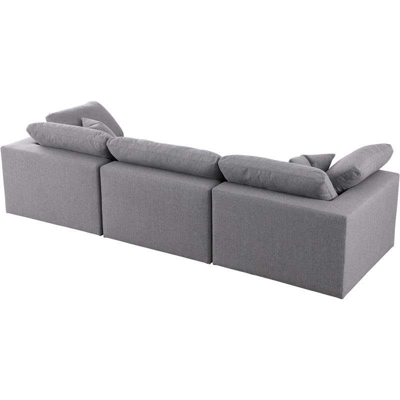 Meridian Furniture Serene Linen Fabric Deluxe Modular Sofa w/Pillows in Gray