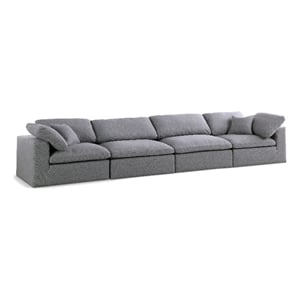 Meridian Furniture Serene Gray Durable Linen Fabric Deluxe Modular Sofa