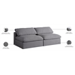 Meridian Furniture Serene Deluxe Gray Linen Fabric Modular Armless Sofa