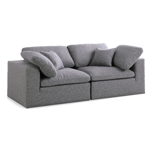 Meridian Furniture Serene Gray Durable Linen Fabric Deluxe Modular Sofa