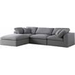 Meridian Furniture Serene Gray Durable Linen Fabric Modular Sectional