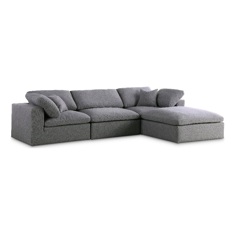 Meridian Furniture Serene Gray Durable Linen Fabric Modular Sectional