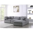 Meridian Furniture Serene Gray Durable Linen Fabric Modular Sectional