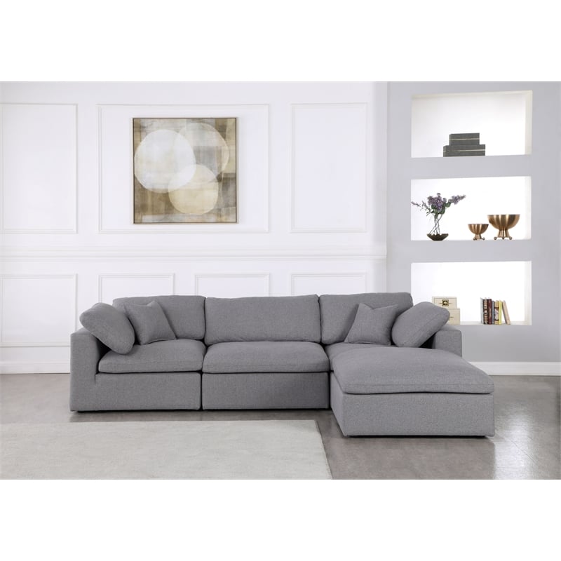 Meridian Furniture Serene Gray Durable Linen Fabric Modular Sectional