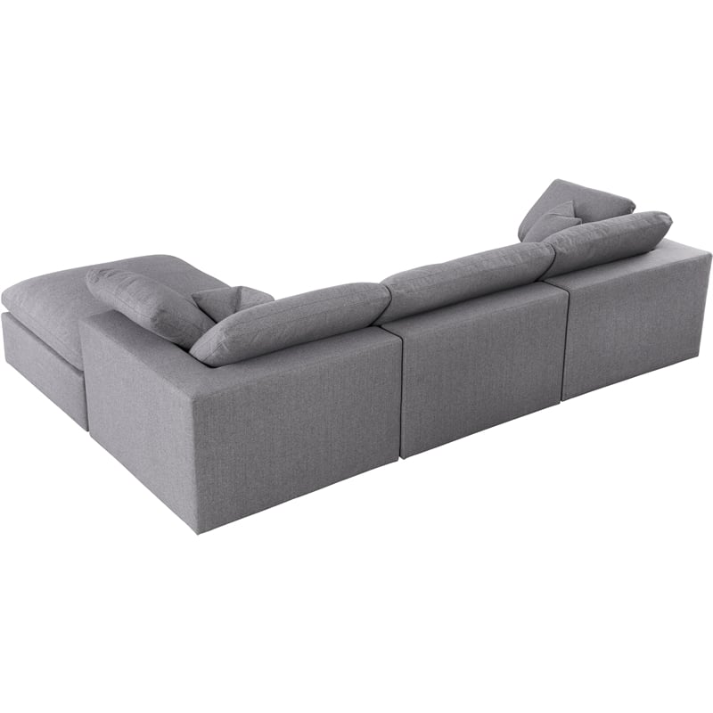 Meridian Furniture Serene Gray Durable Linen Fabric Modular Sectional