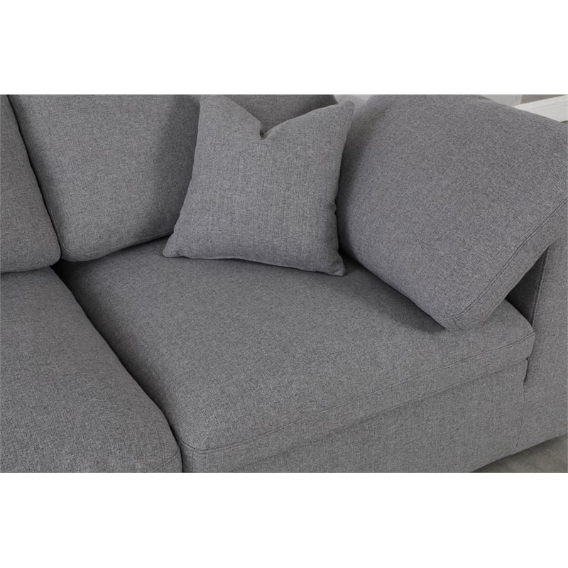 Meridian Furniture Serene Gray Durable Linen Fabric Modular Sectional