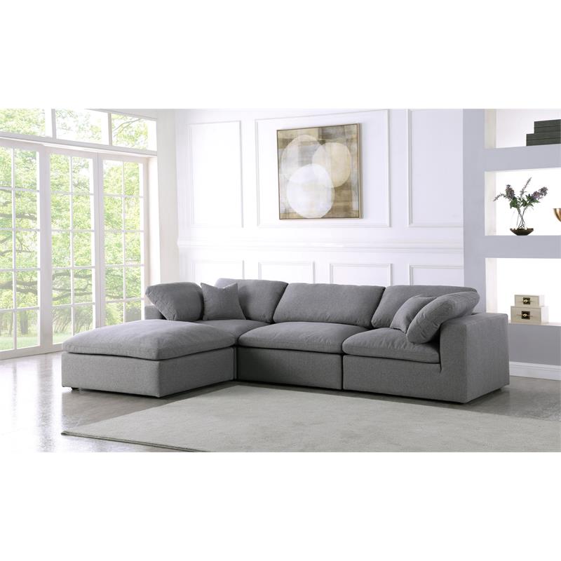 Meridian Furniture Serene Gray Durable Linen Fabric Modular Sectional