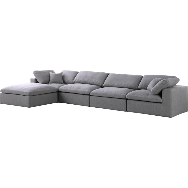 Meridian Furniture Serene Gray Durable Linen Fabric Modular Sectional