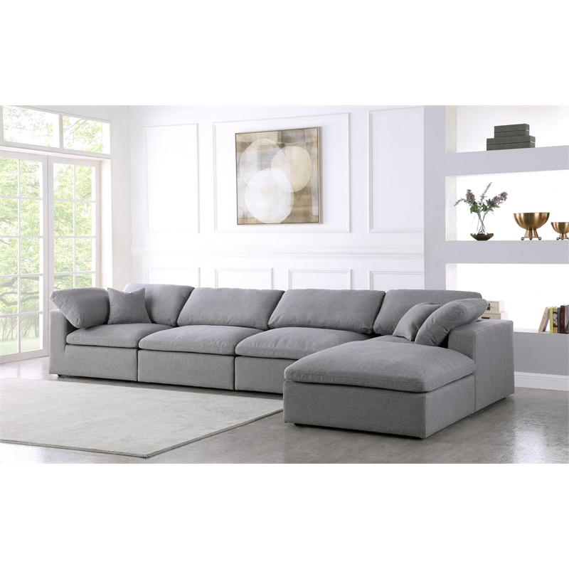 Meridian Furniture Serene Gray Durable Linen Fabric Modular Sectional