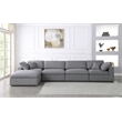 Meridian Furniture Serene Gray Durable Linen Fabric Modular Sectional