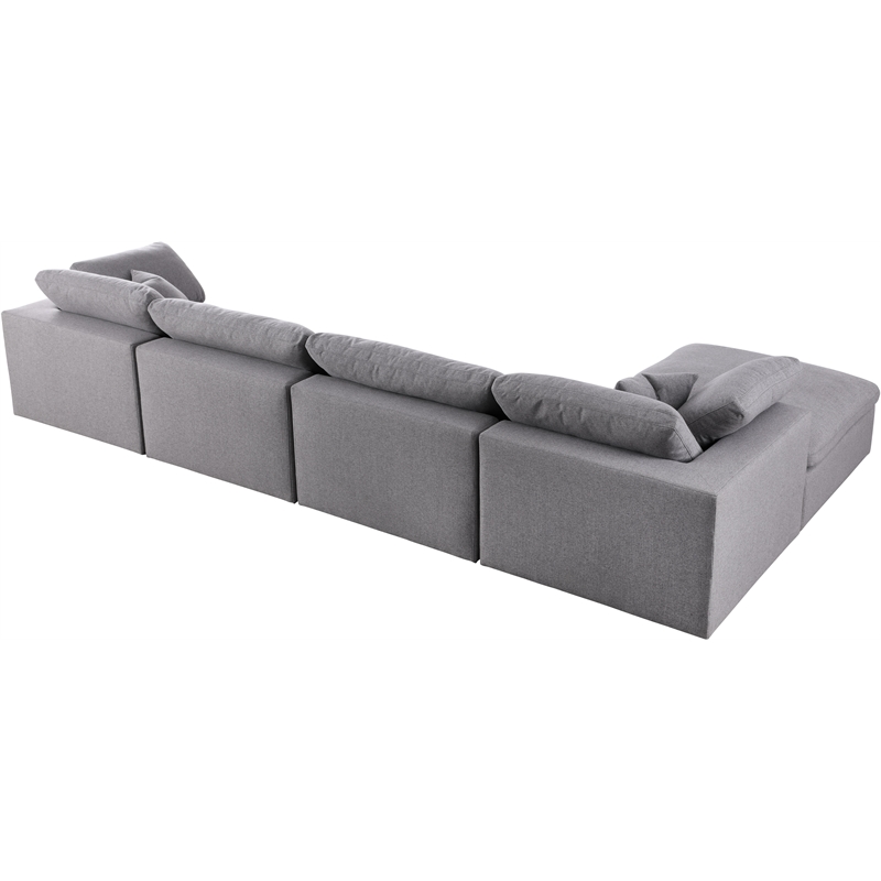 Meridian Furniture Serene Gray Durable Linen Fabric Modular Sectional