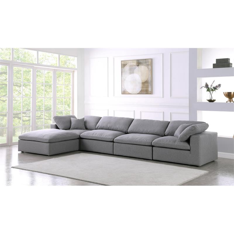 Meridian Furniture Serene Gray Durable Linen Fabric Modular Sectional