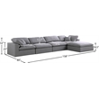Meridian Furniture Serene Gray Durable Linen Fabric Modular Sectional