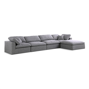 Meridian Furniture Serene Gray Durable Linen Fabric Modular Sectional