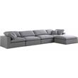 Meridian Furniture Serene Gray Durable Linen Fabric Modular Sectional