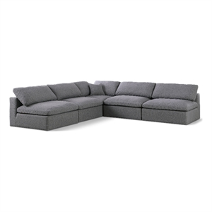 Meridian Furniture Serene Gray Durable Linen Fabric Modular Sectional