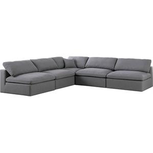 meridian furniture serene 5 piece durable linen fabric cloud modular sectional 5b