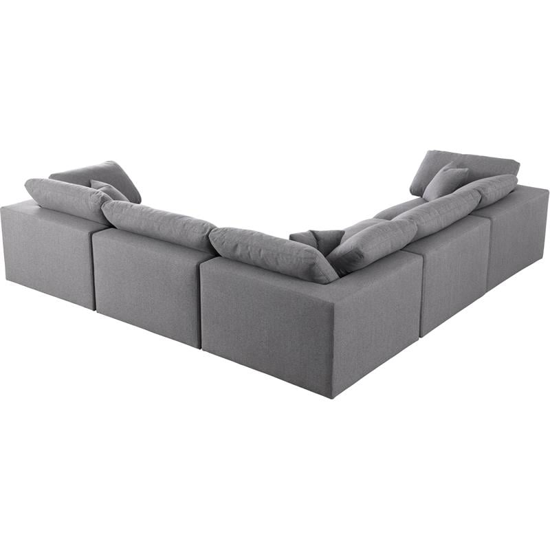 Meridian Furniture Serene Gray Durable Linen Fabric Modular Sectional