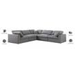 Meridian Furniture Serene Gray Durable Linen Fabric Modular Sectional
