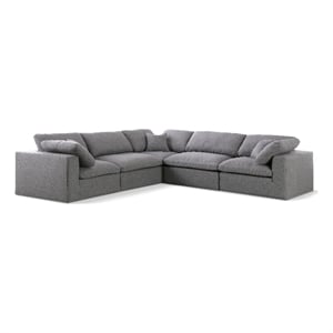 Meridian Furniture Serene Gray Durable Linen Fabric Modular Sectional