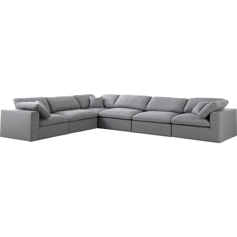 Meridian Furniture Serene Gray Durable Linen Fabric Modular Sectional
