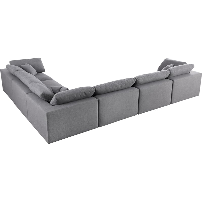 Meridian Furniture Serene Gray Durable Linen Fabric Modular Sectional