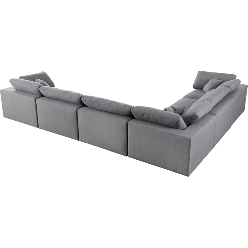 Meridian Furniture Serene Gray Durable Linen Fabric Modular Sectional
