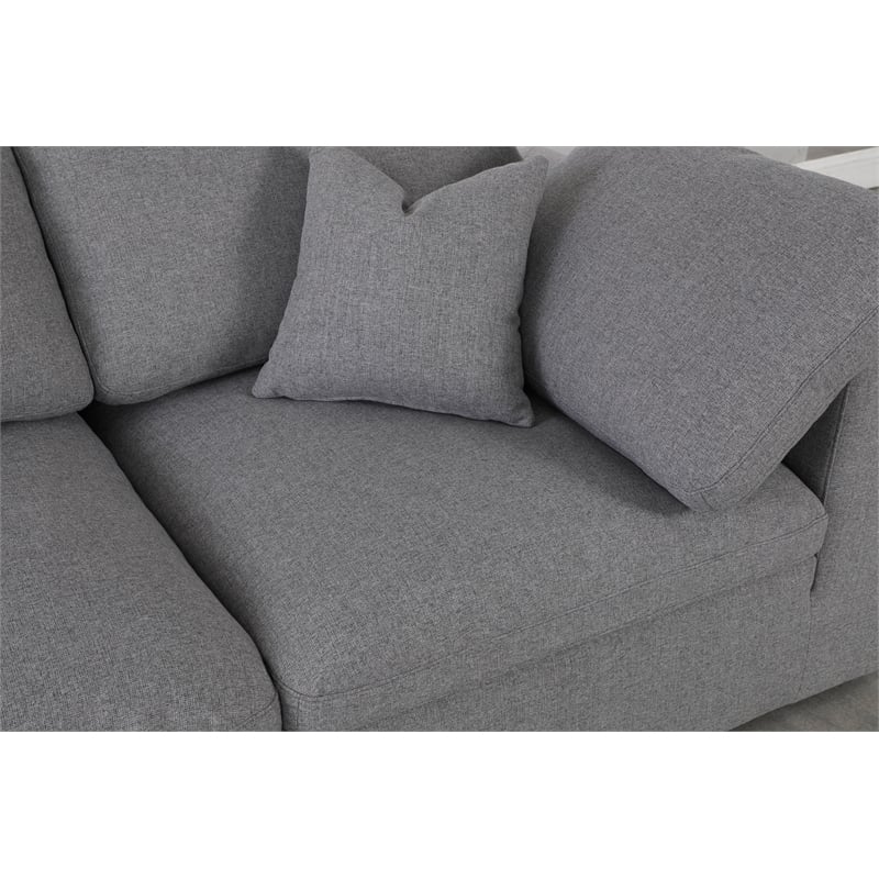 Meridian Furniture Serene Gray Durable Linen Fabric Modular Sectional