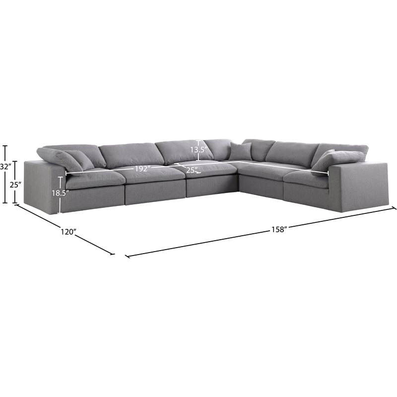 Meridian Furniture Serene Gray Durable Linen Fabric Modular Sectional