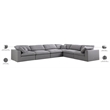 Meridian Furniture Serene Gray Durable Linen Fabric Modular Sectional