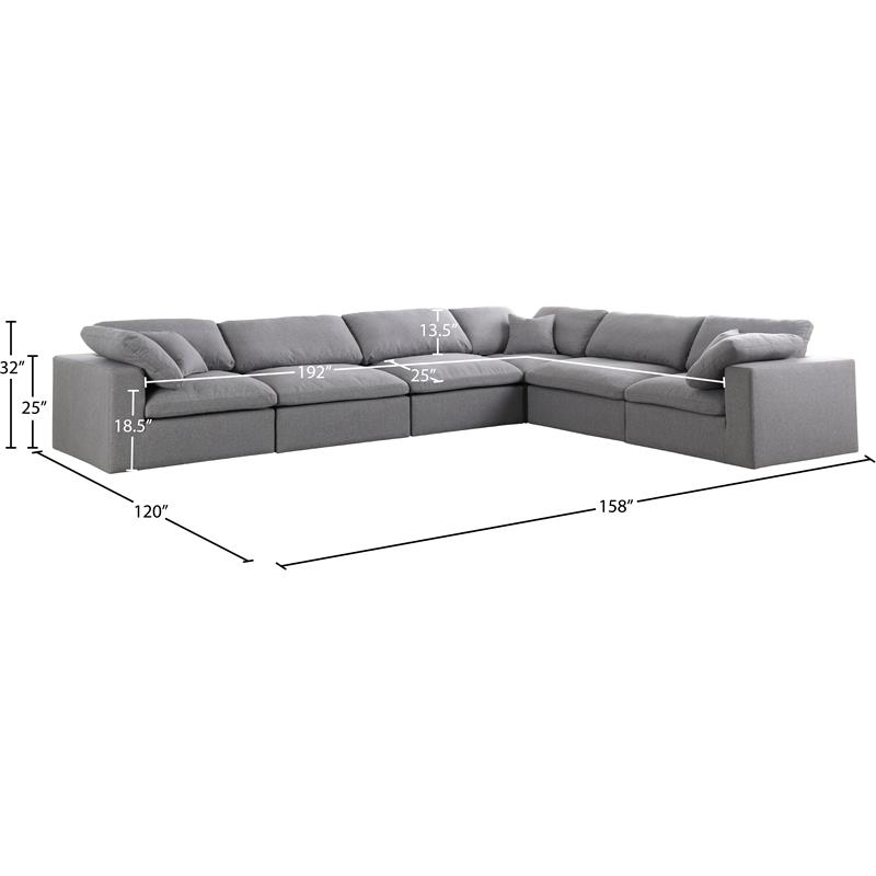 Meridian Furniture Serene Gray Durable Linen Fabric Modular Sectional
