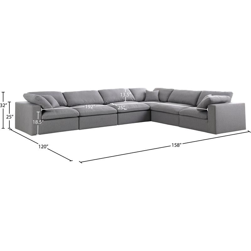 Meridian Furniture Serene Gray Durable Linen Fabric Modular Sectional
