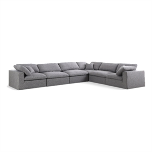 Meridian Furniture Serene Gray Durable Linen Fabric Modular Sectional