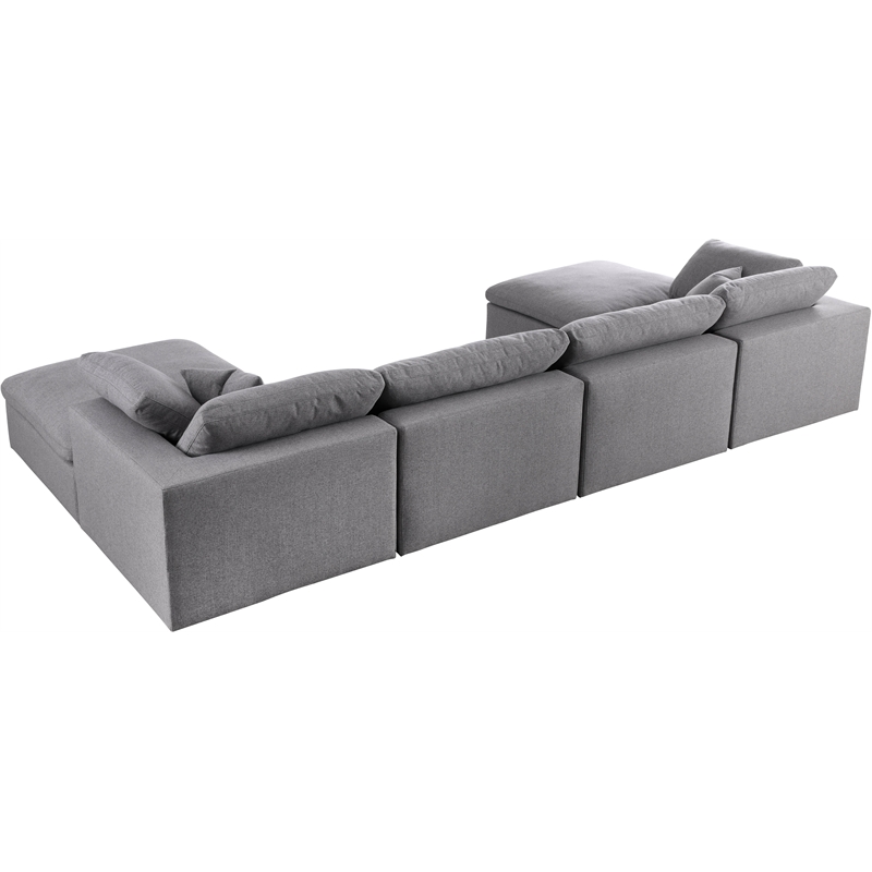 Meridian Furniture Serene Gray Durable Linen Fabric Modular Sectional