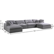 Meridian Furniture Serene Gray Durable Linen Fabric Modular Sectional