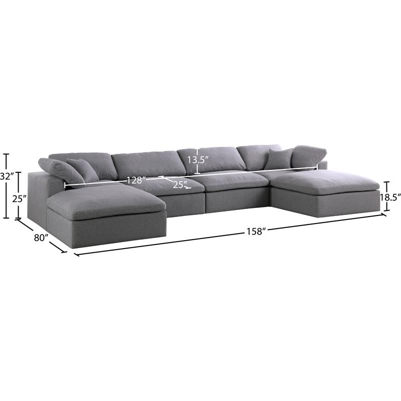 Meridian Furniture Serene Gray Durable Linen Fabric Modular Sectional
