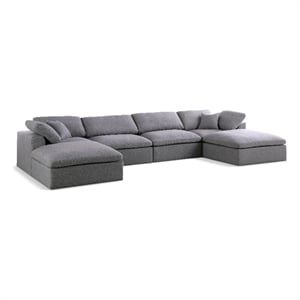 Meridian Furniture Serene Gray Durable Linen Fabric Modular Sectional