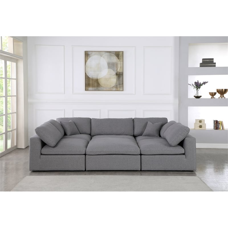 Meridian Furniture Serene Gray Durable Linen Fabric Modular Sectional