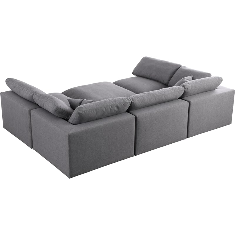 Meridian Furniture Serene Gray Durable Linen Fabric Modular Sectional