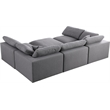 Meridian Furniture Serene Gray Durable Linen Fabric Modular Sectional