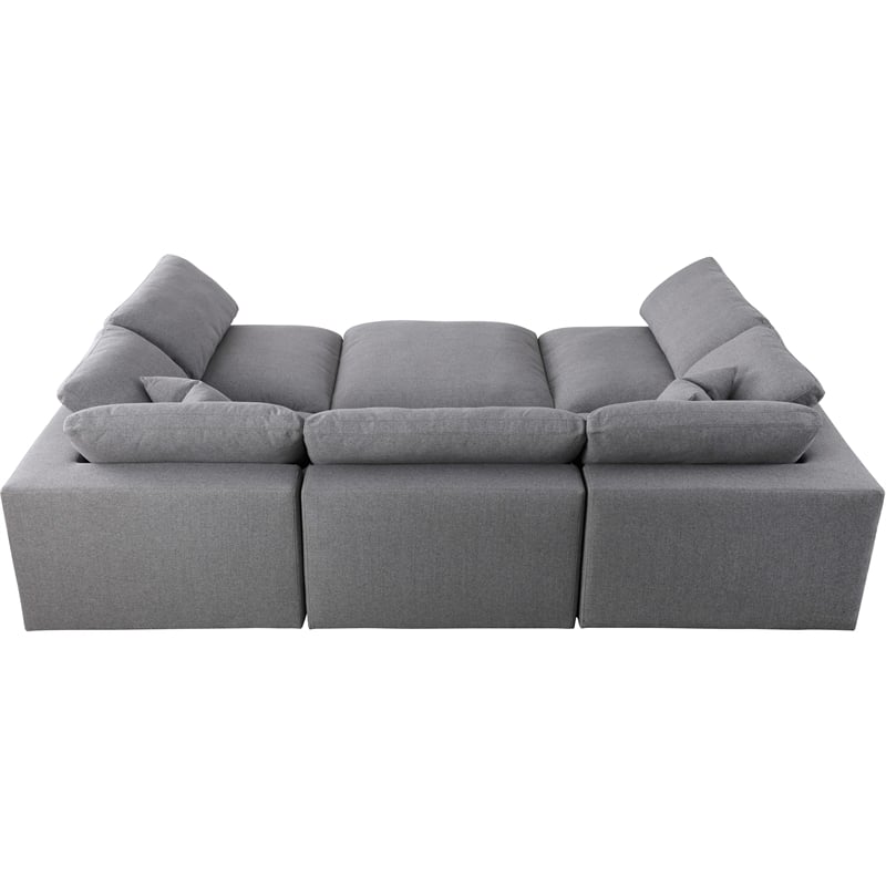 Meridian Furniture Serene Gray Durable Linen Fabric Modular Sectional
