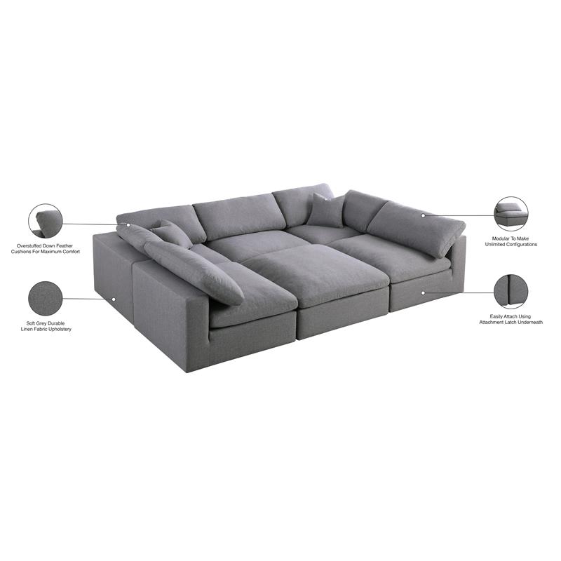 Meridian Furniture Serene Linen Deluxe Cloud Modular Down Filled Overstuffed Chair