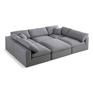 Meridian Furniture Serene Gray Durable Linen Fabric Modular Sectional