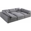 Meridian Furniture Serene Gray Durable Linen Fabric Modular Sectional